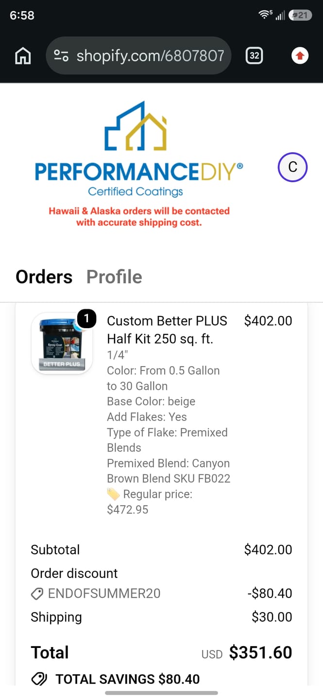 Customer photo review of Custom Better PLUS Half Kit 250 sq. ft.