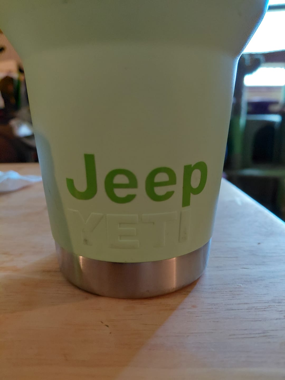 Customer photo review of JEEP Steering Wheel Emblem Overlay Decal — 30+ Colors & Designs (Flag, Topo, Animal, Solid)