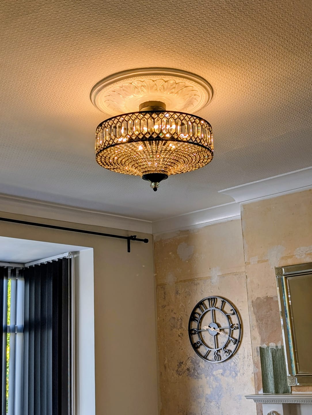 Customer photo review of Carved Crystal Drum Semi Flush Mount