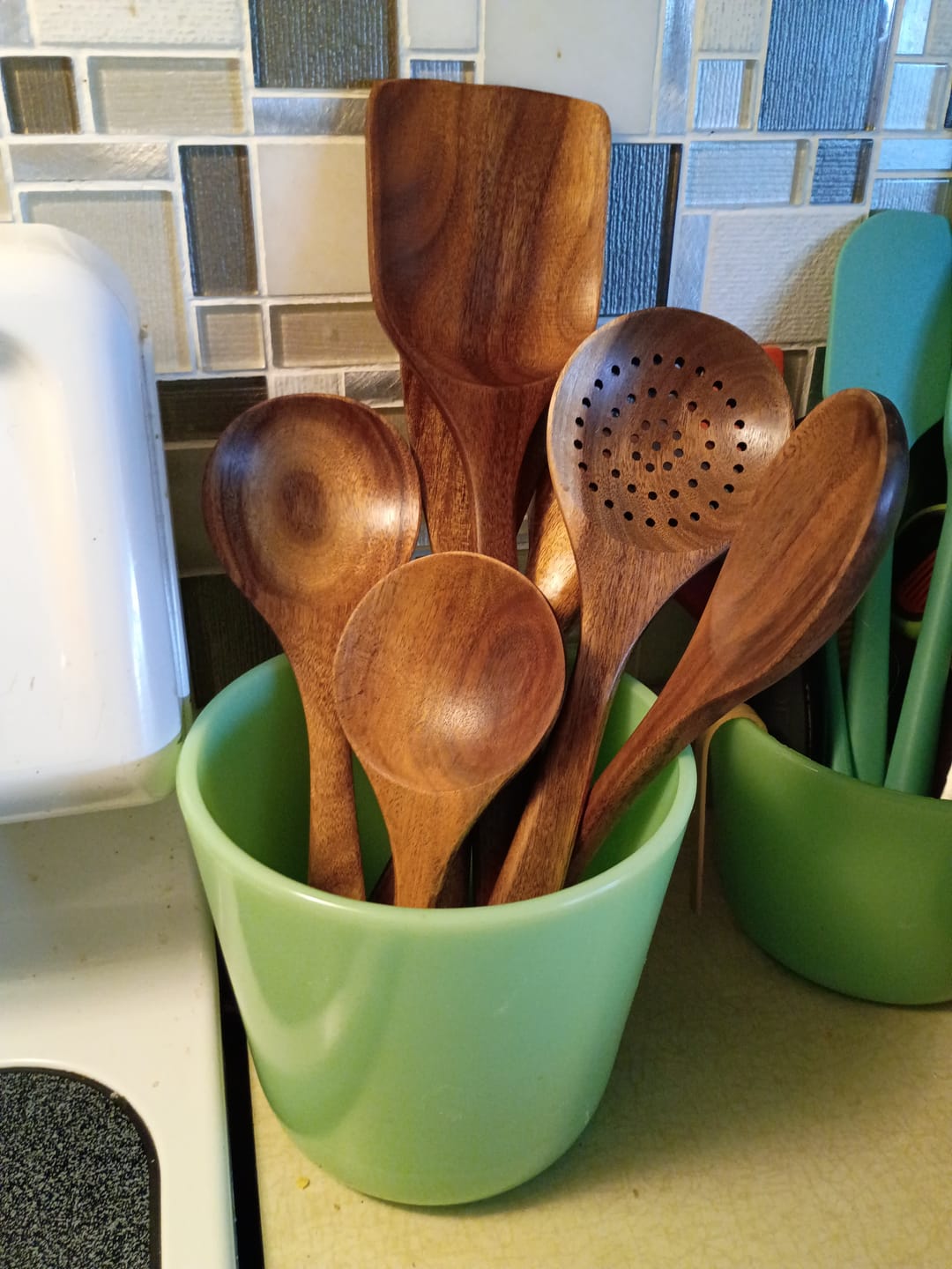 Customer photo review of Teak Wooden Utensil Set