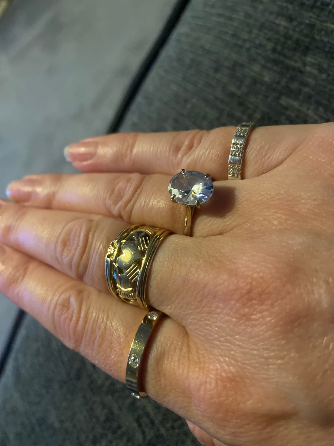 Customer photo review of Oval Solitaire Diamond-Inspired Ring 3ct