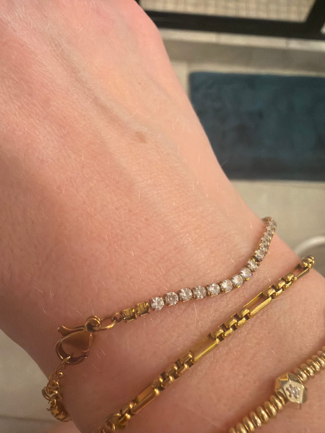 Customer photo review of Cordelia Gold Tennis Bracelet