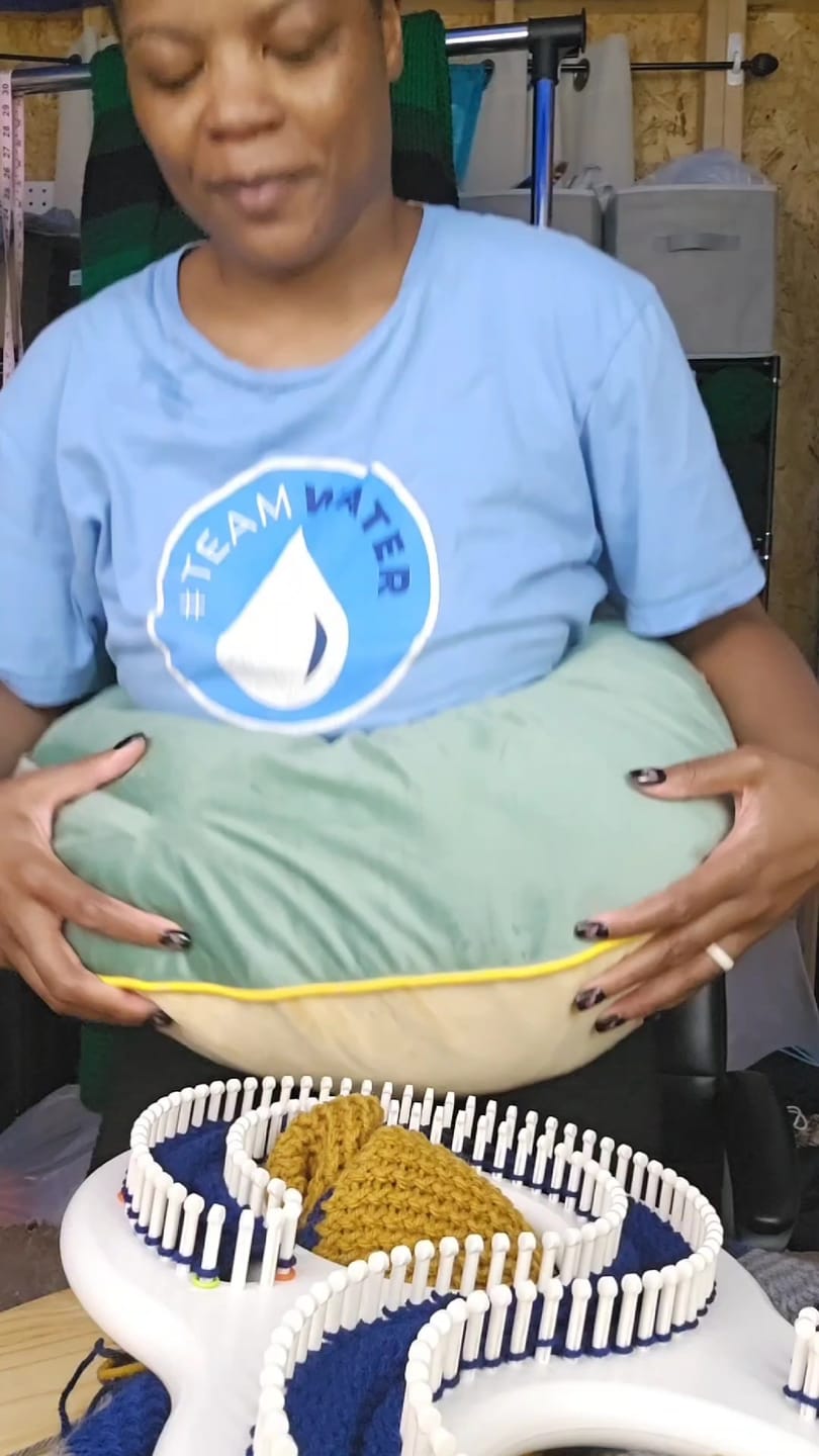 Customer photo review of Velvet Sage/Yellow Maker's Pillow