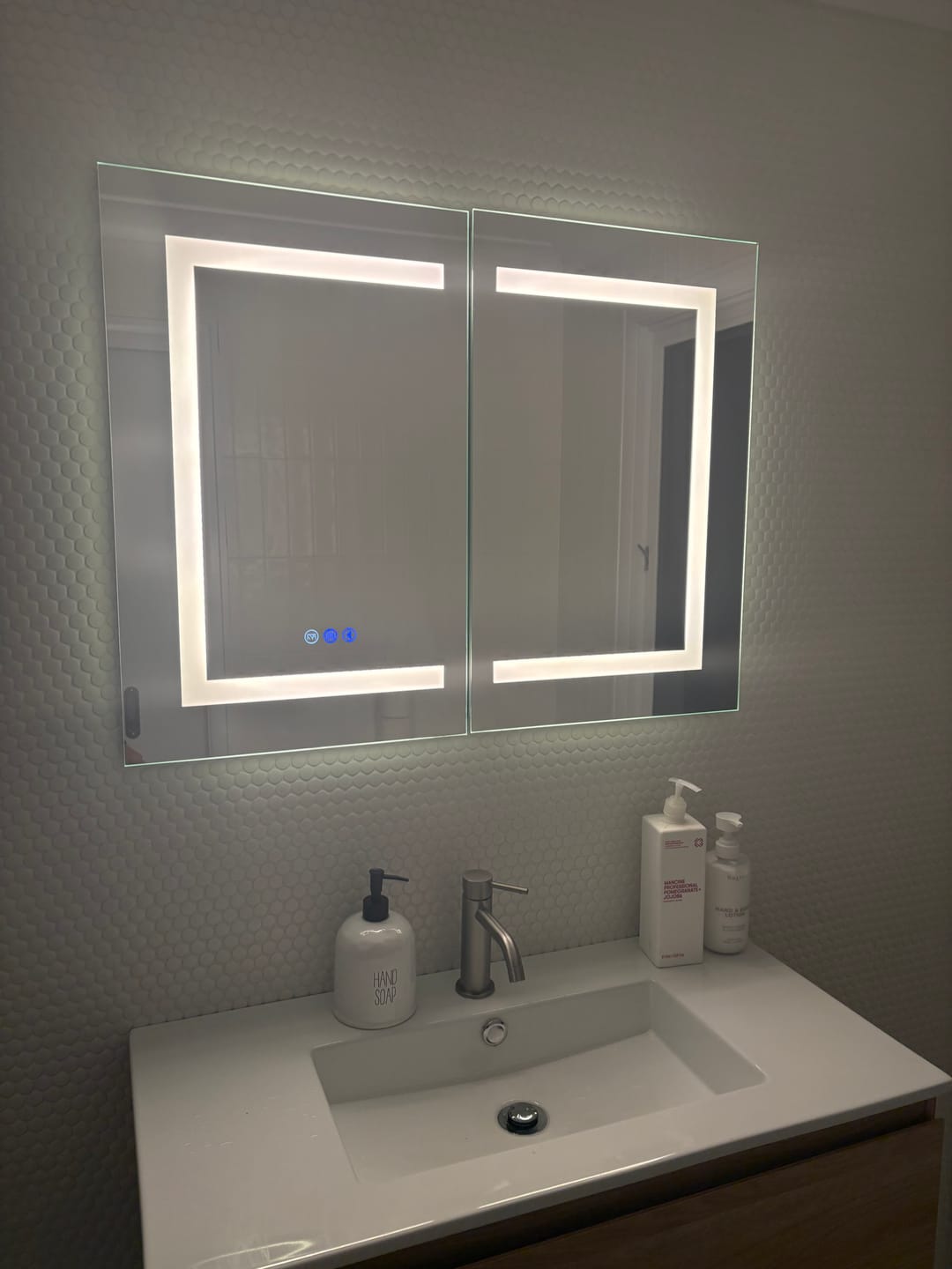 Customer photo review of Madrid Rectangular LED Bathroom Mirror Cabinet