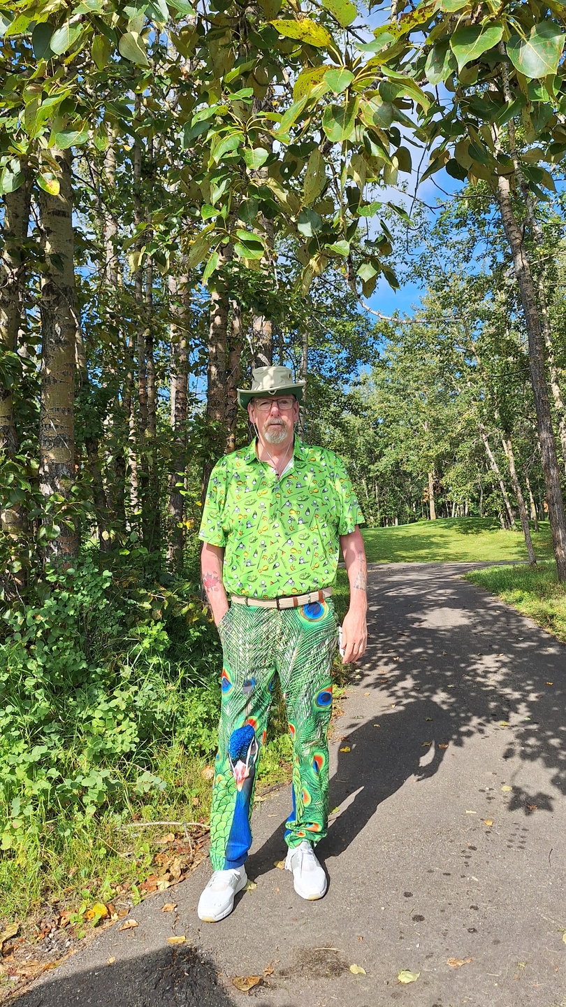 Men's peacock flaunting its tail Stretch Golf pants trousers golf outfit inspiration from Golf Gentry