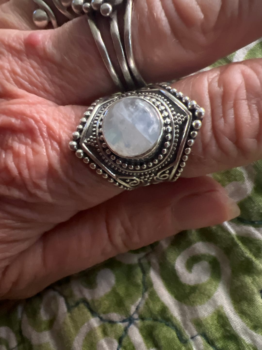 Customer photo review of Sterling Silver Boho Ring with Moonstone