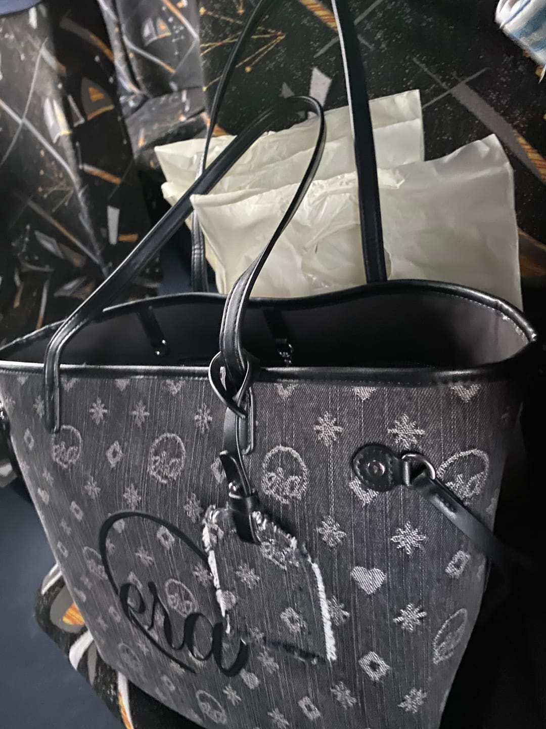 Customer photo review of Midnight Muse Denim Tote