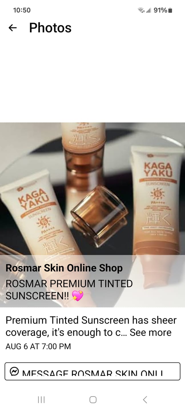 Customer photo review of Rosmar Premium Tinted Sunscreen SPF 70 | Sun protection
