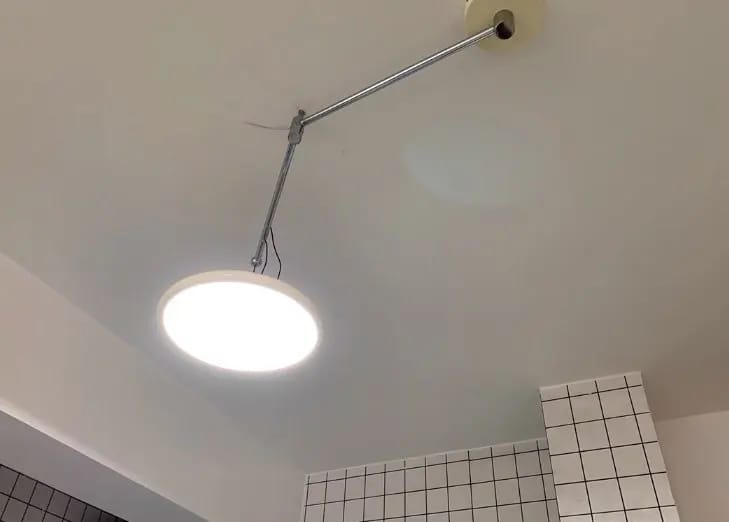 Customer photo review of Pendant Light, Mid-Century Swing Arm Disc, Acrylic, LED, Lola