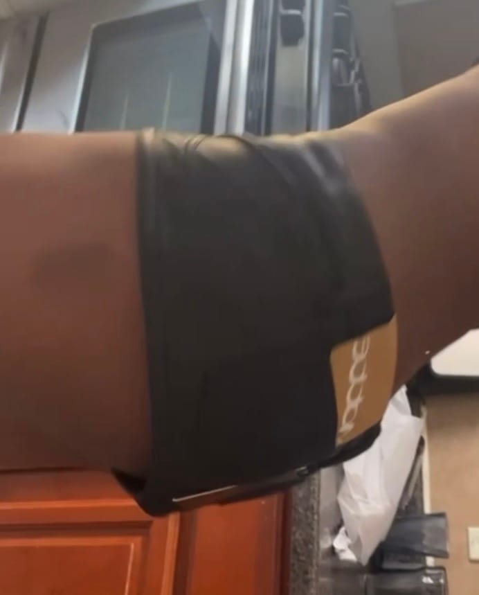 Customer photo review of Micro Mini Shorts (Black Leather)