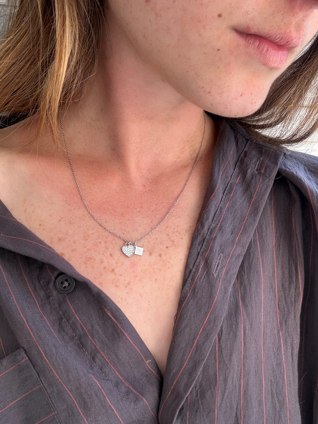 Customer photo review of Heart Charm Necklace