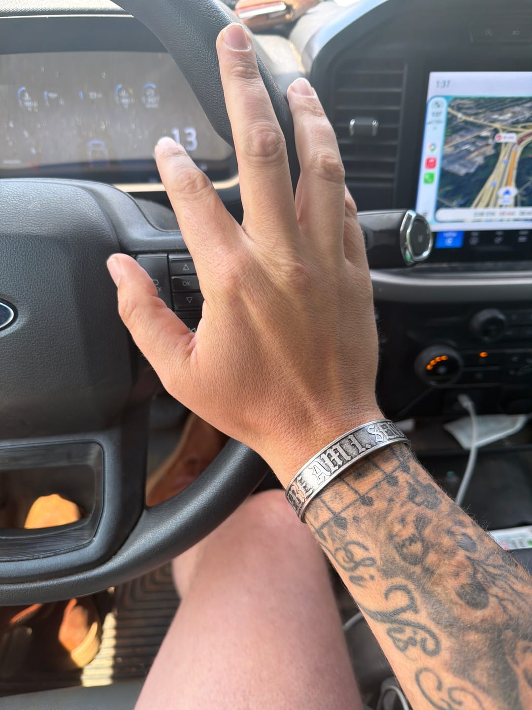 Customer photo review of Here Am I. Send Me. - Stainless Steel Cuff Bracelet