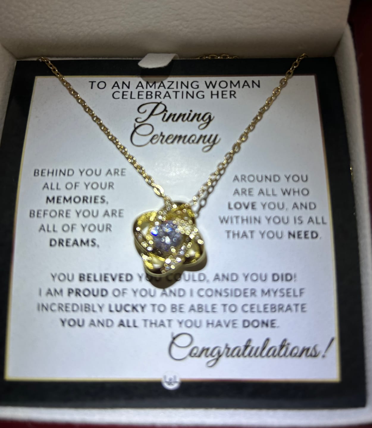 Customer photo review of Nursing School Pinning Ceremony - Meaningful Milestone Necklace - Graduation Gift For Her