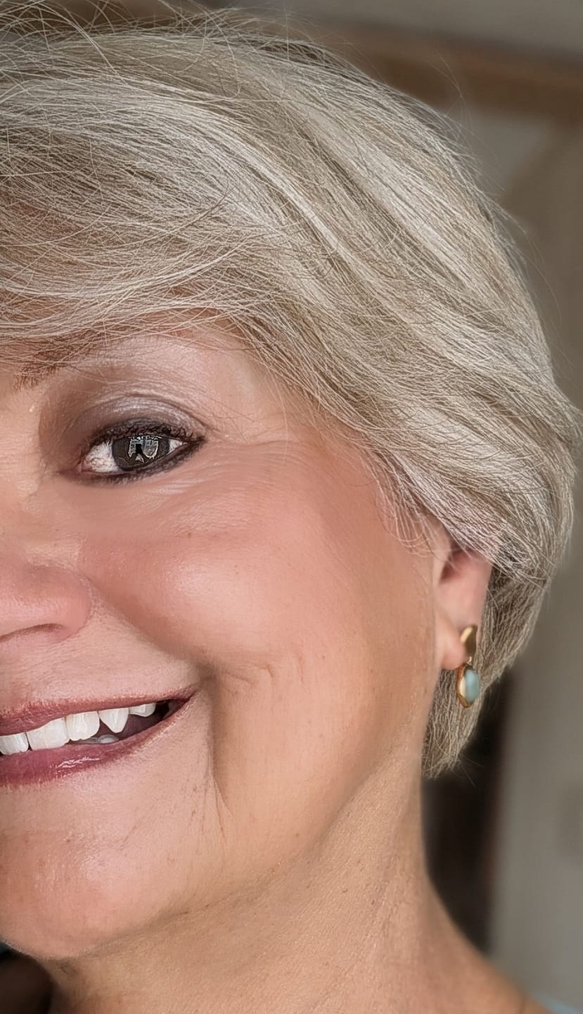 Customer photo review of Gold Aquamarine Drop Earrings