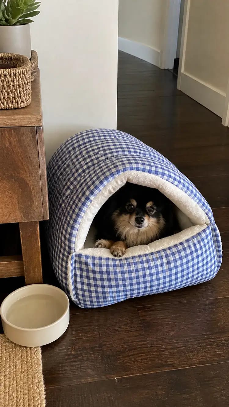 Customer photo review of Cozy Cave Pet Bed for Security & Warmth