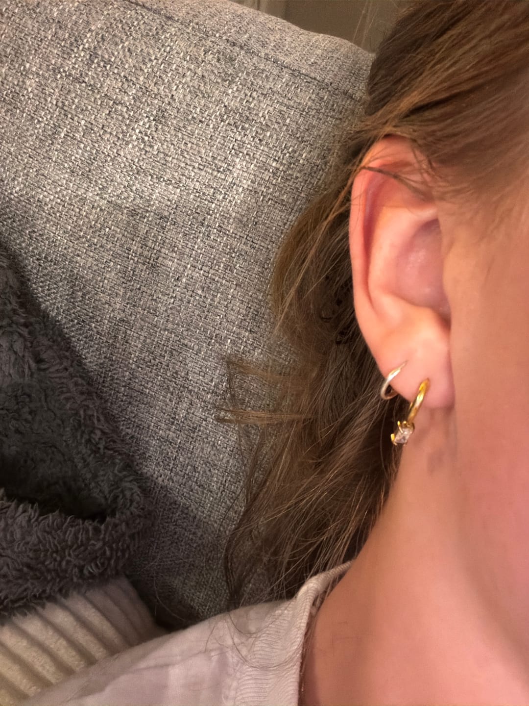 Customer photo review of Avery White Crystal Drop Earrings