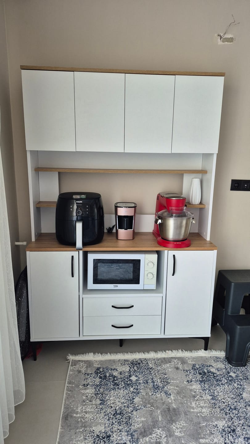 Customer photo review of Rani JE168 Çok Amaçlı Dolap 6 Kapaklı 2 Çekmeceli Kiler Mutfak Dolabı Beyaz - Sepet Ceviz