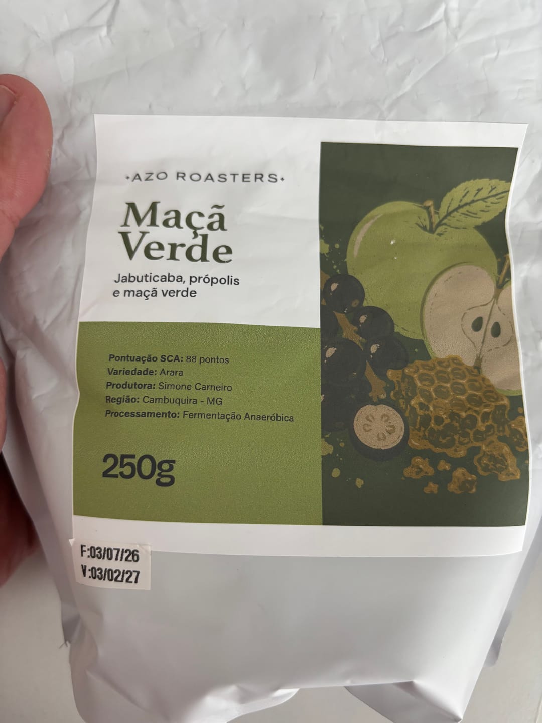 Customer photo review of Café Microlote Maçã Verde - 250g