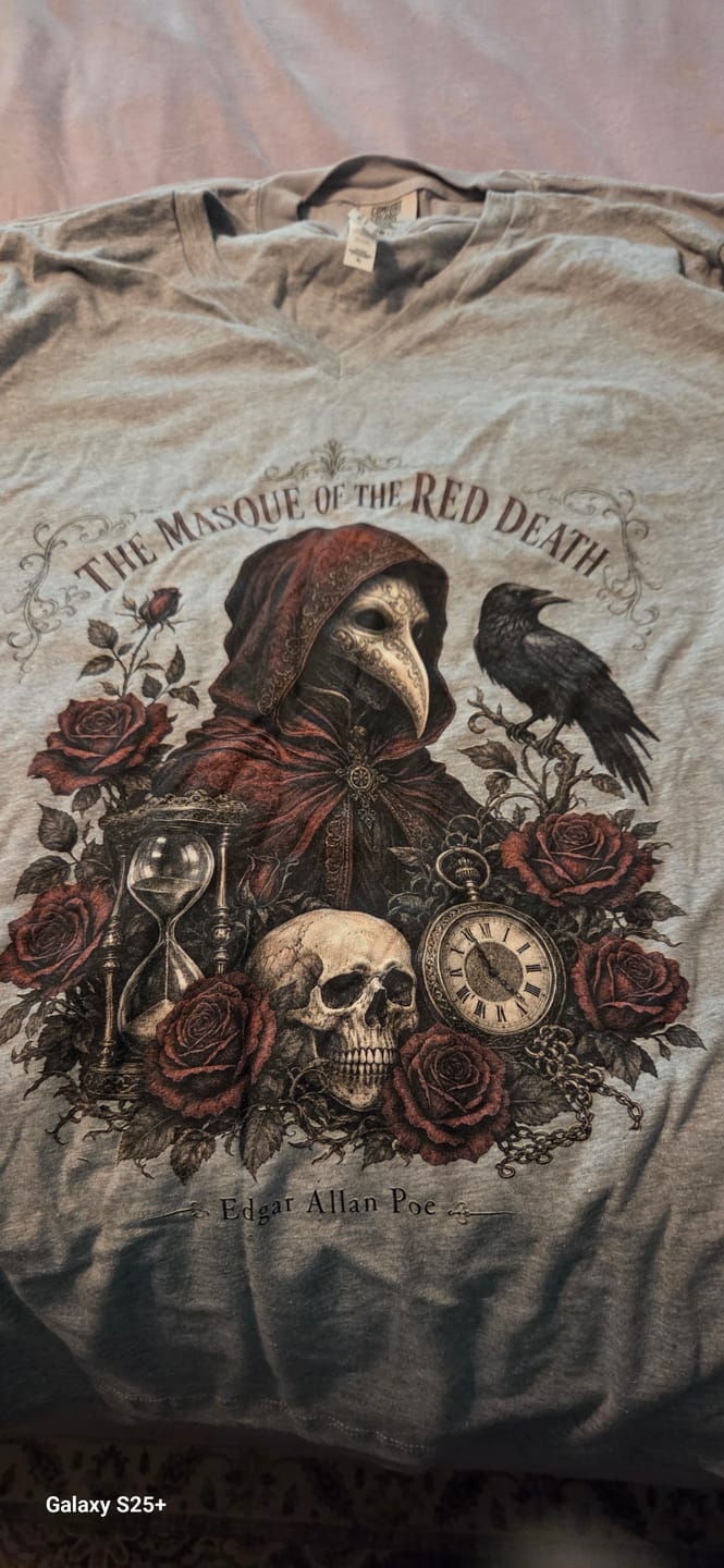 Customer photo review of Poe's The Masque of the Red Death V-Neck