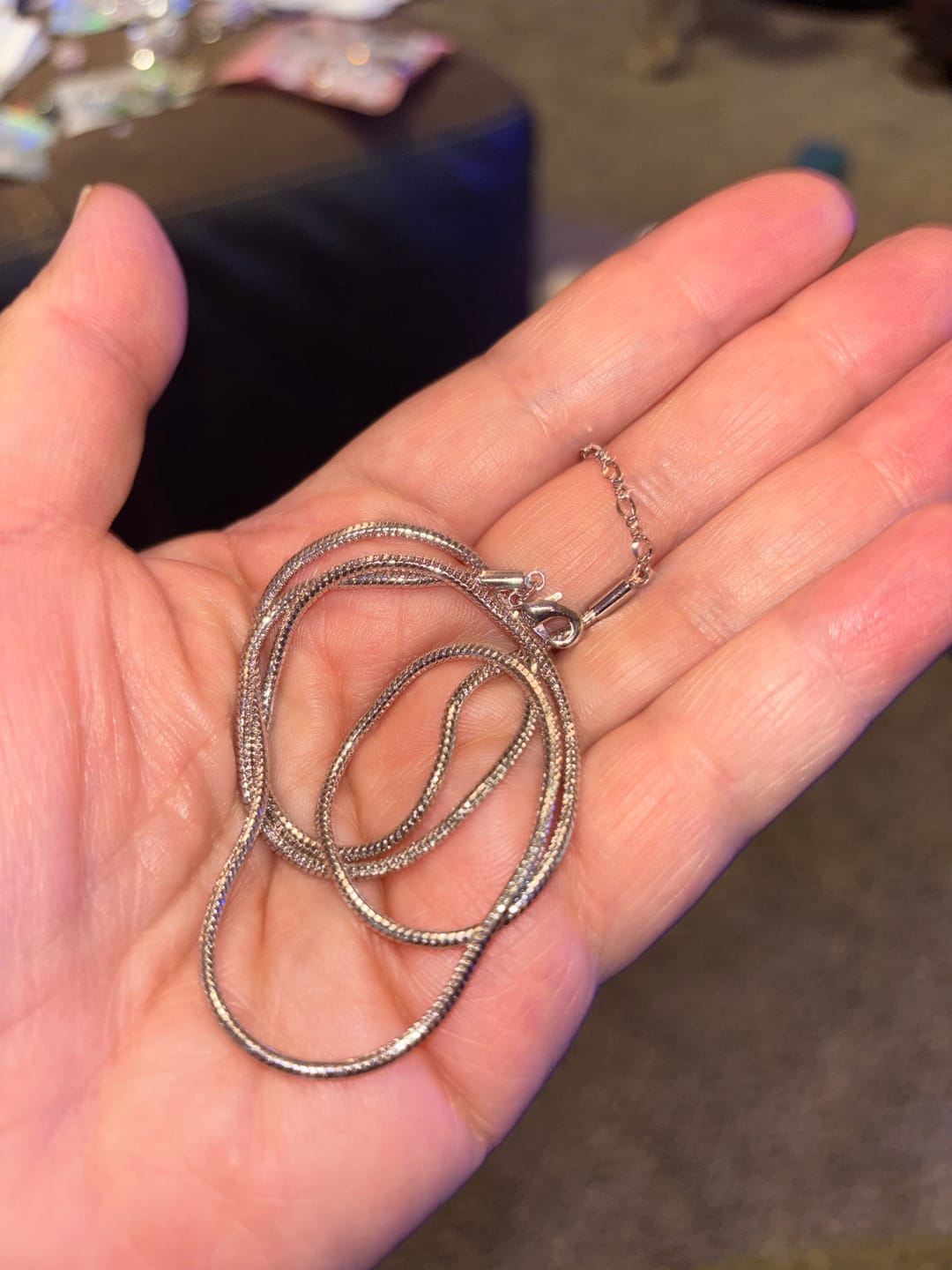 Customer photo review of Peyton 18k White Gold Plated Stacking Necklace Chain