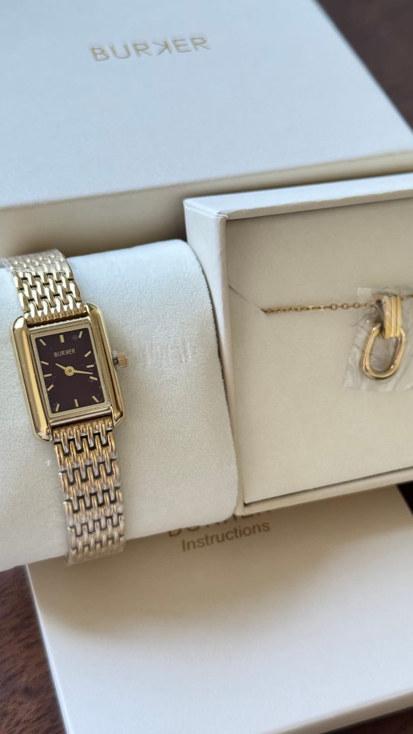 Customer photo review of Olivia Petite Gold Burgundy