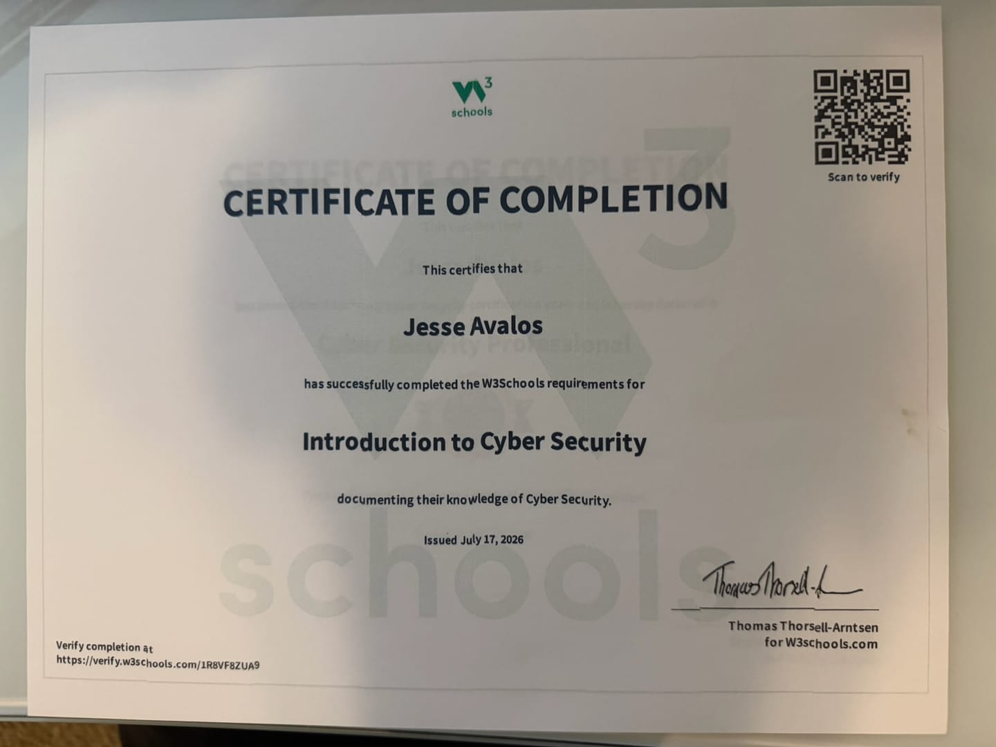 Customer photo review of Cyber Security Certification Course