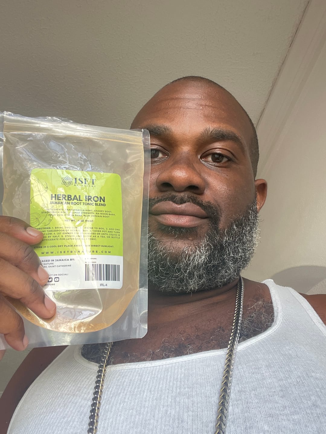 Customer photo review of Herbal Iron | Jamaican Roots Supplement with Sarsaparilla, Chaney Root (Cocolmeca), Strongback, Allman Strength