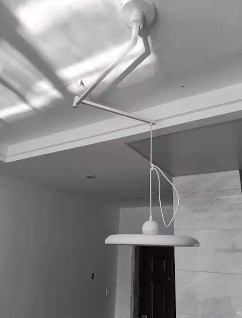 Customer photo review of Pendant Light, Mid-Century Swing Arm Disc, Acrylic, LED, Lola