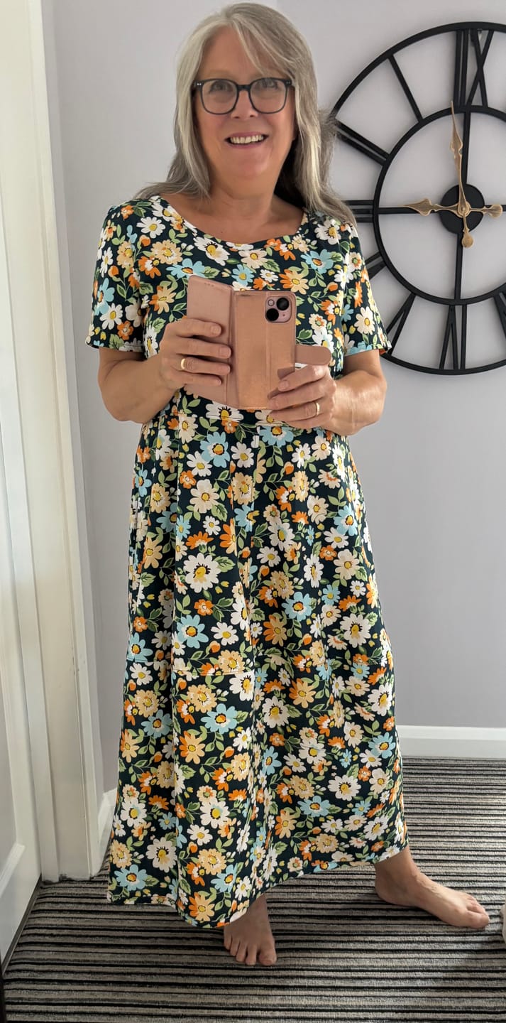 Customer photo review of Blue, Orange and White Floral Cotton Poplin Fabric