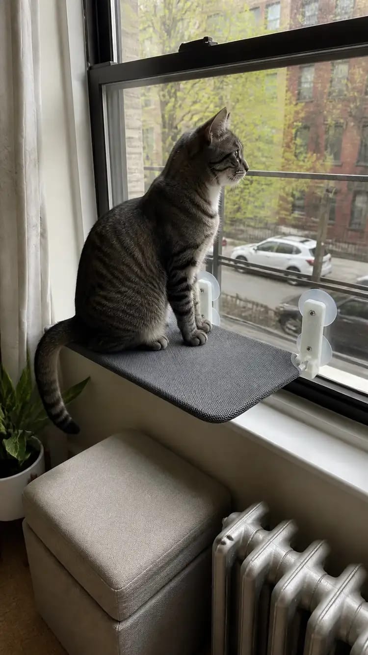 Customer photo review of Secure & Stylish Cat Window Perch Hammock