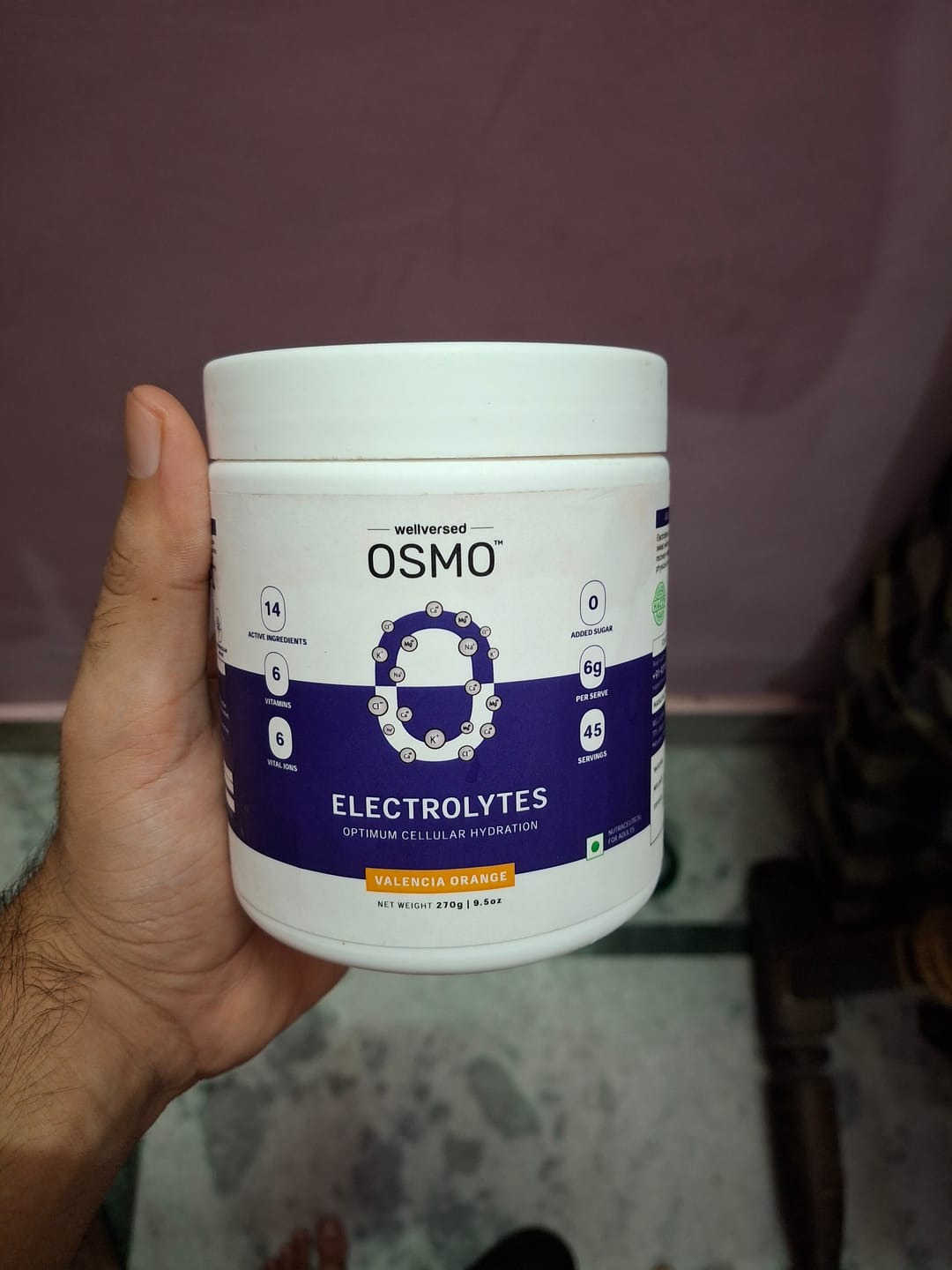 Customer photo review of OSMO - Electrolyte Hydration Blend (Advanced Salts + Taurine & Vitamins) | Valencia Orange Flavour (270g, 45 servings)