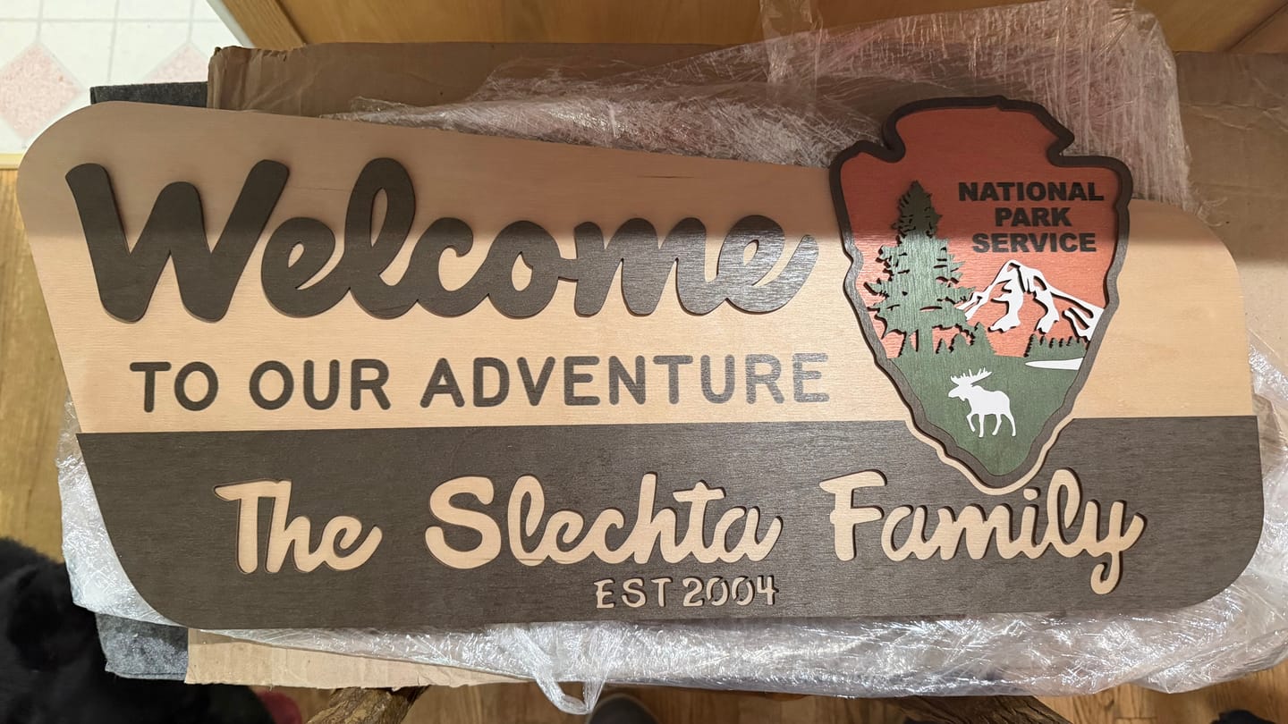 Customer photo review of 3D National Park Service Family Name Welcome Sign (Moose Design)