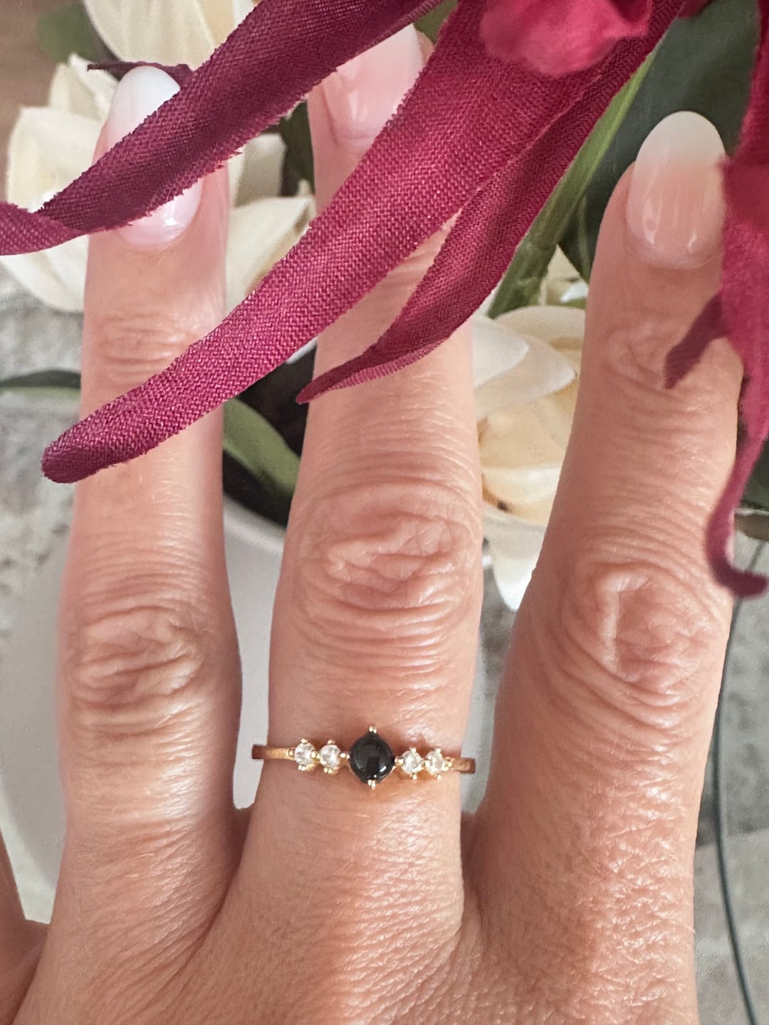 Customer photo review of Obsidian Ring - Perlenschliff rund