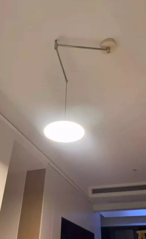Customer photo review of Pendant Light, Mid-Century Swing Arm Disc, Acrylic, LED, Lola