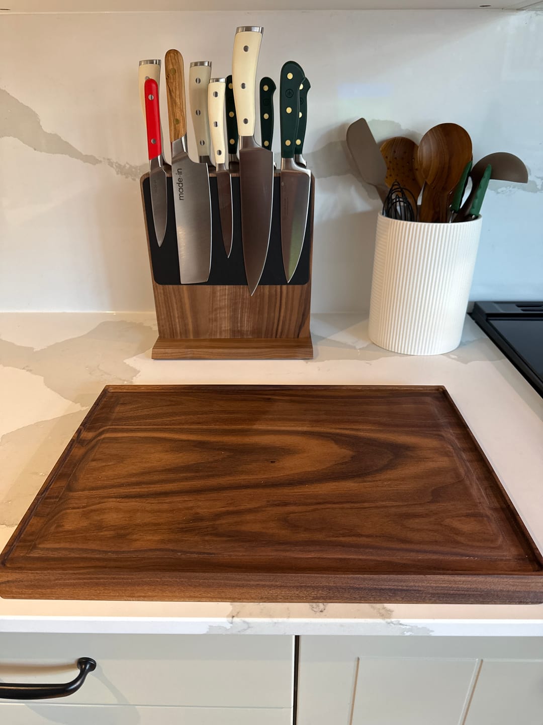 Customer photo review of Magnetic Knife Block - Walnut