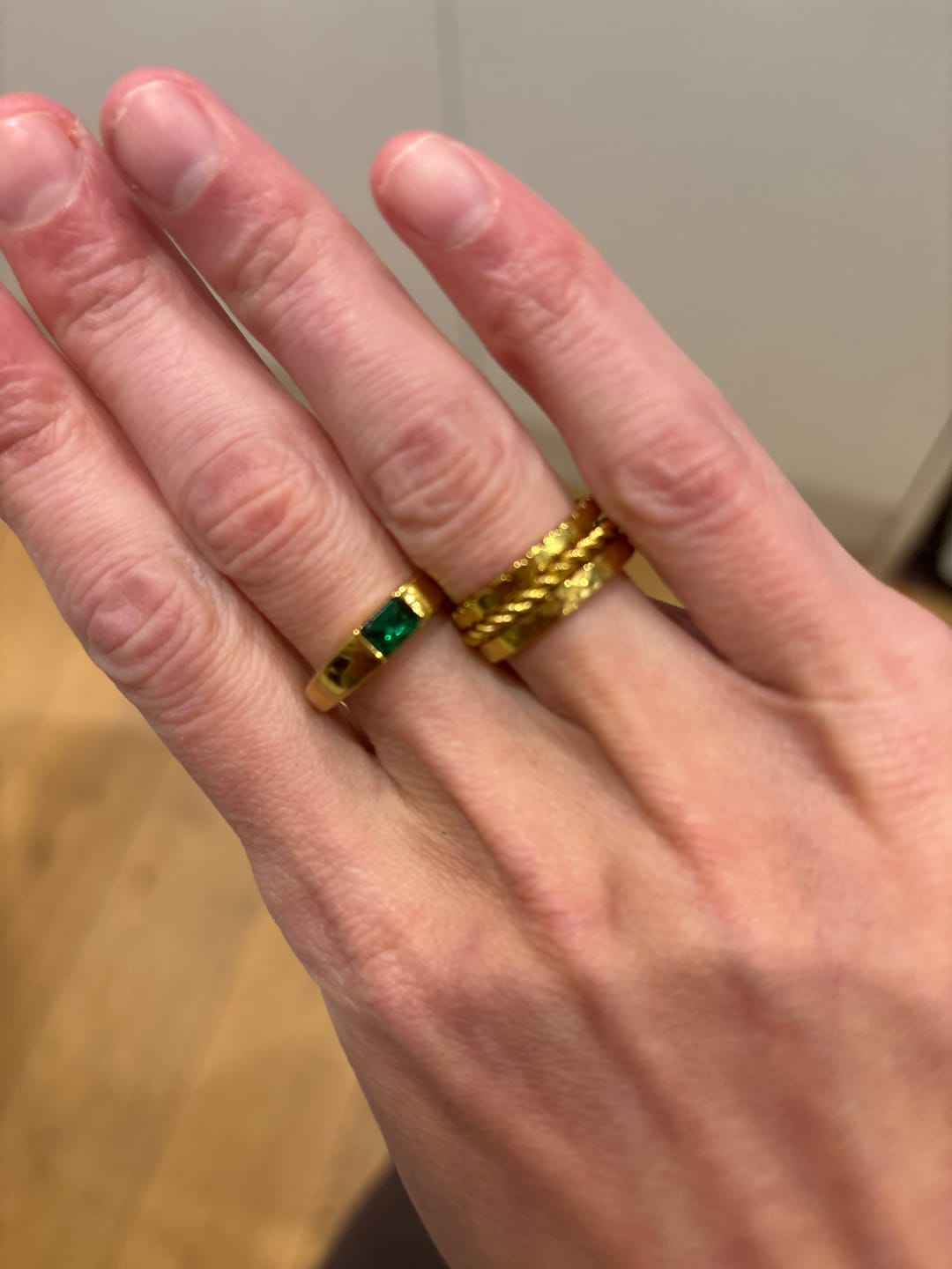 Customer photo review of Ember Gold & Emerald Ring