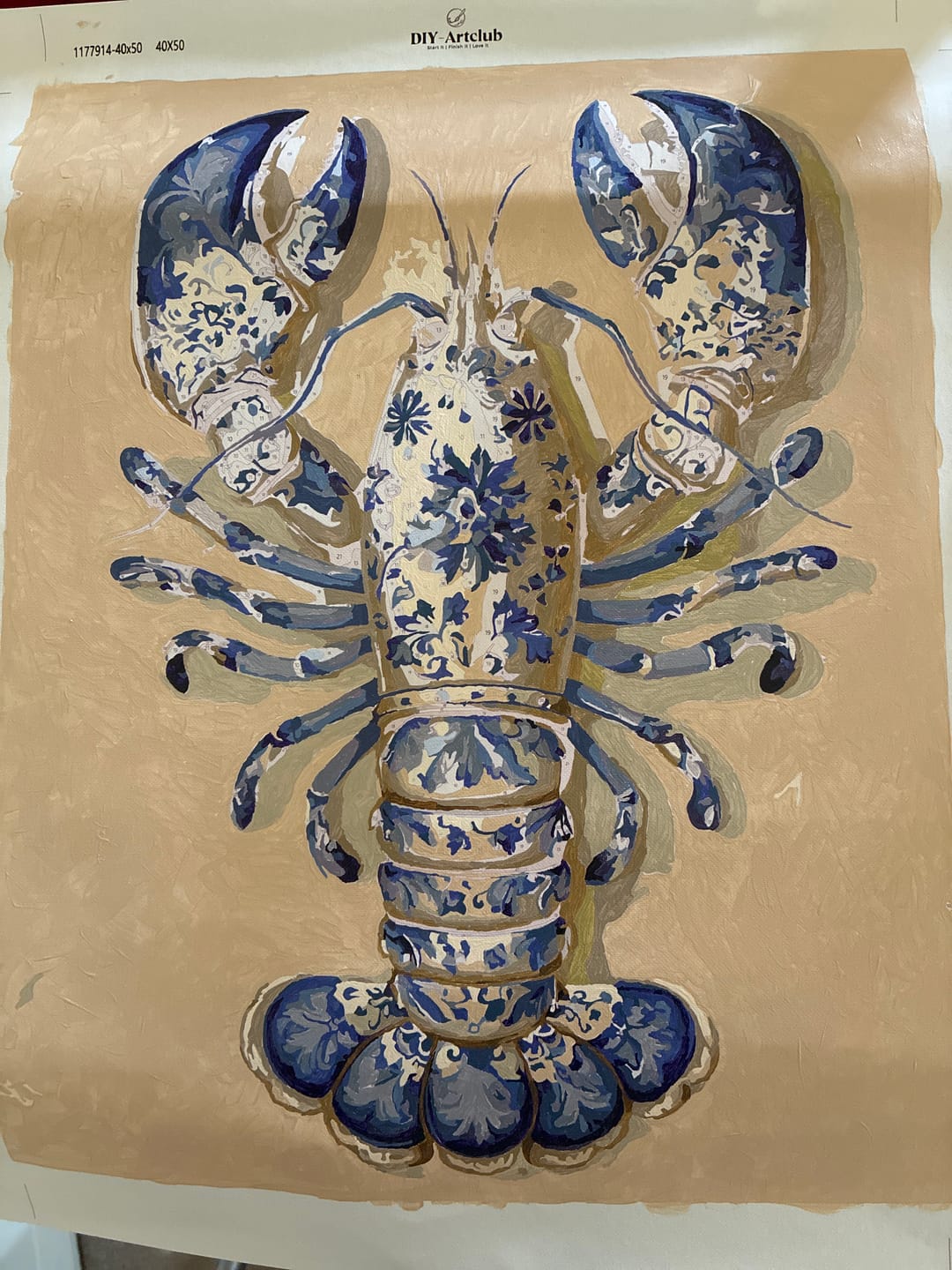 Customer photo review of Delft Lobster | Paint by Number