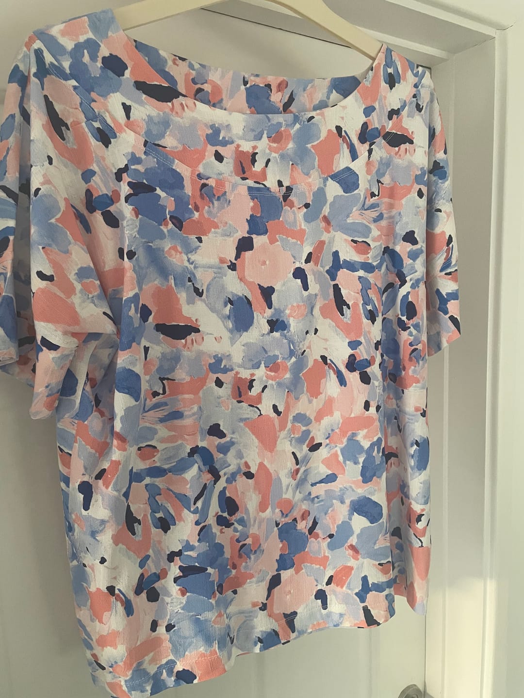 Customer photo review of Petal Drift Stretch Linen Mix Fabric