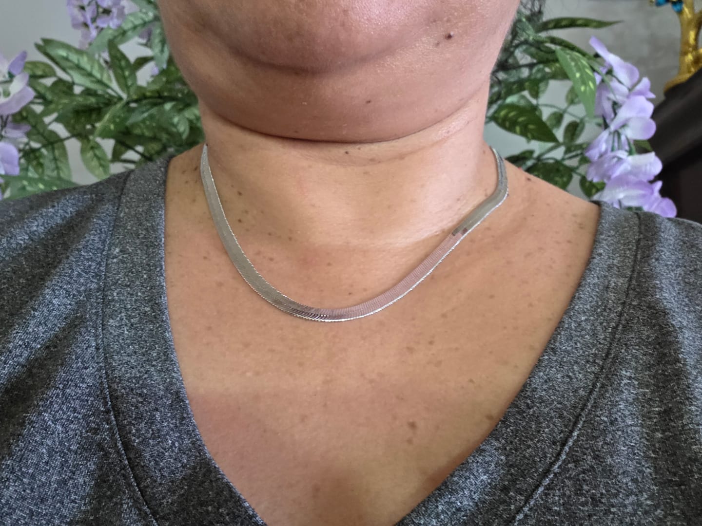 Customer photo review of Delayne 18k White Gold Plated Stacking Necklace Chain