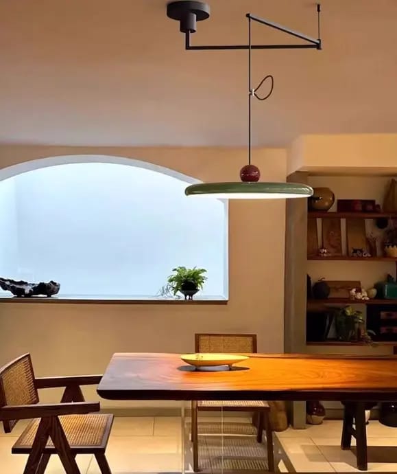 Customer photo review of Pendant Light, Mid-Century Swing Arm Disc, Acrylic, LED, Lola