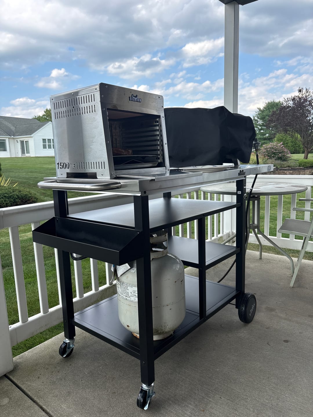 Customer photo review of Outdoor Grill Cart & Pizza Oven Table