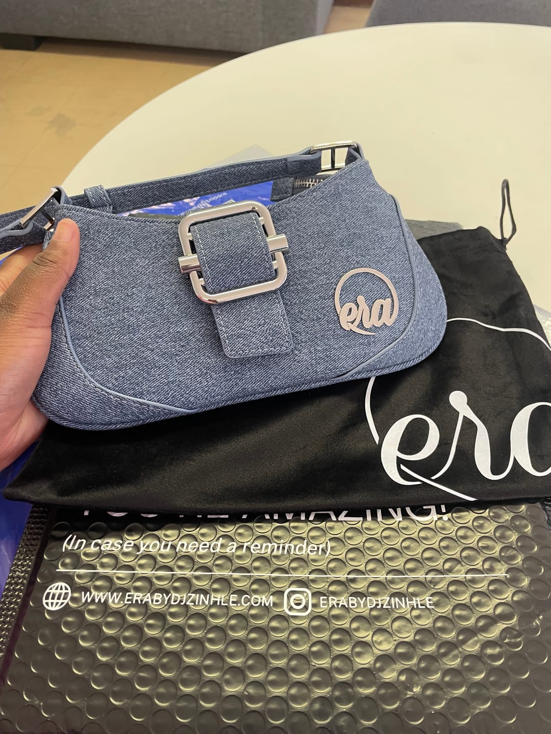 Customer photo review of Denim Lily Shoulder Bag