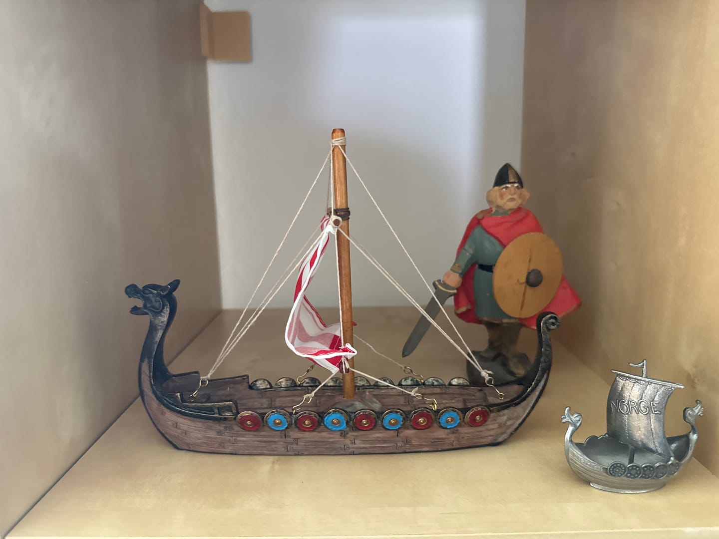 Customer photo review of Viking Longship Resin Ship Model – Drakkar Dragon Prow & Striped Sail