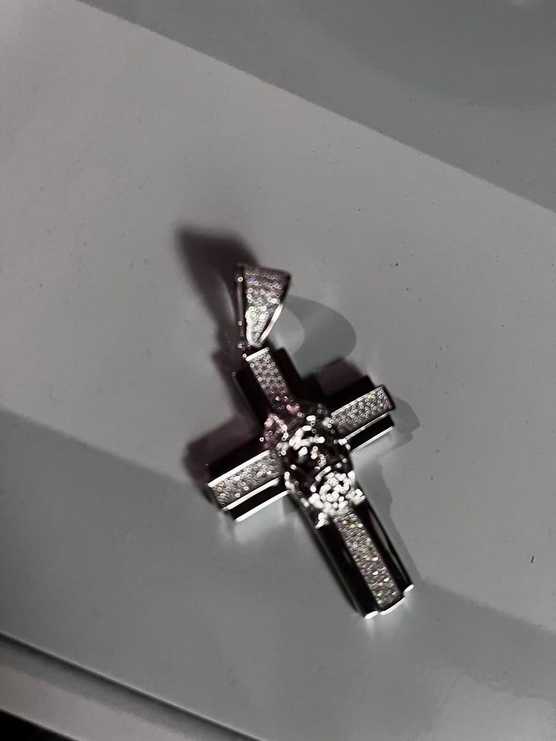 Customer photo review of Jesus Head VVS Moissanite Cross Pendant 925 Silver