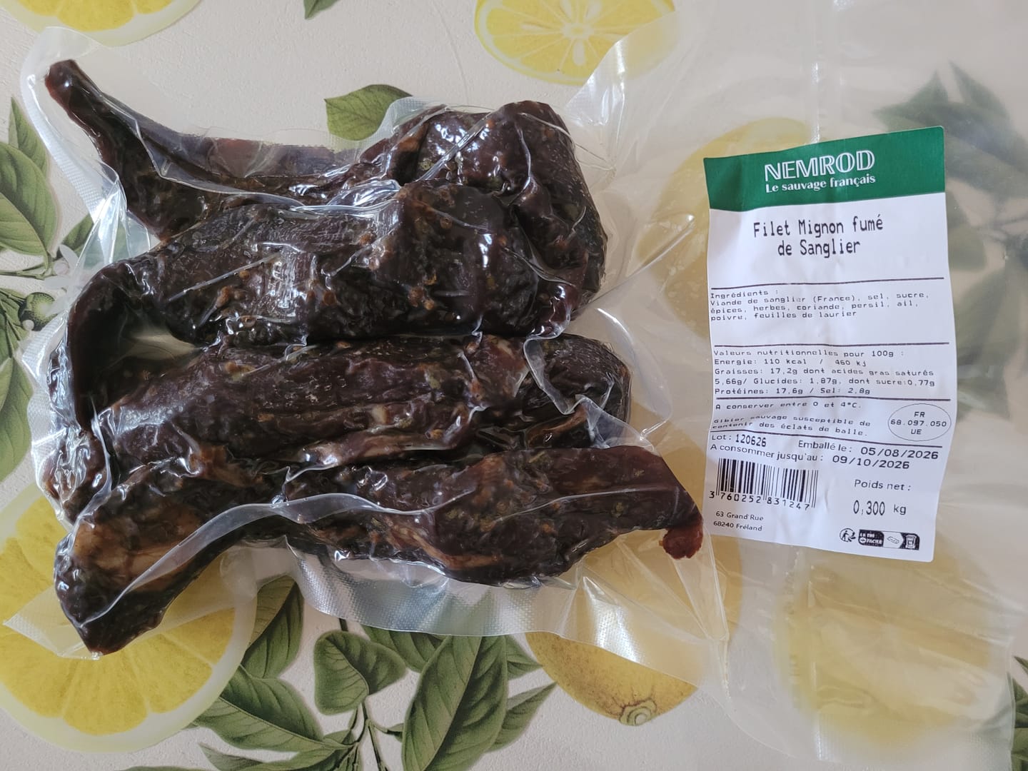 Customer photo review of Filet mignon fumé & séché de Sanglier sauvage (Pièce à trancher)