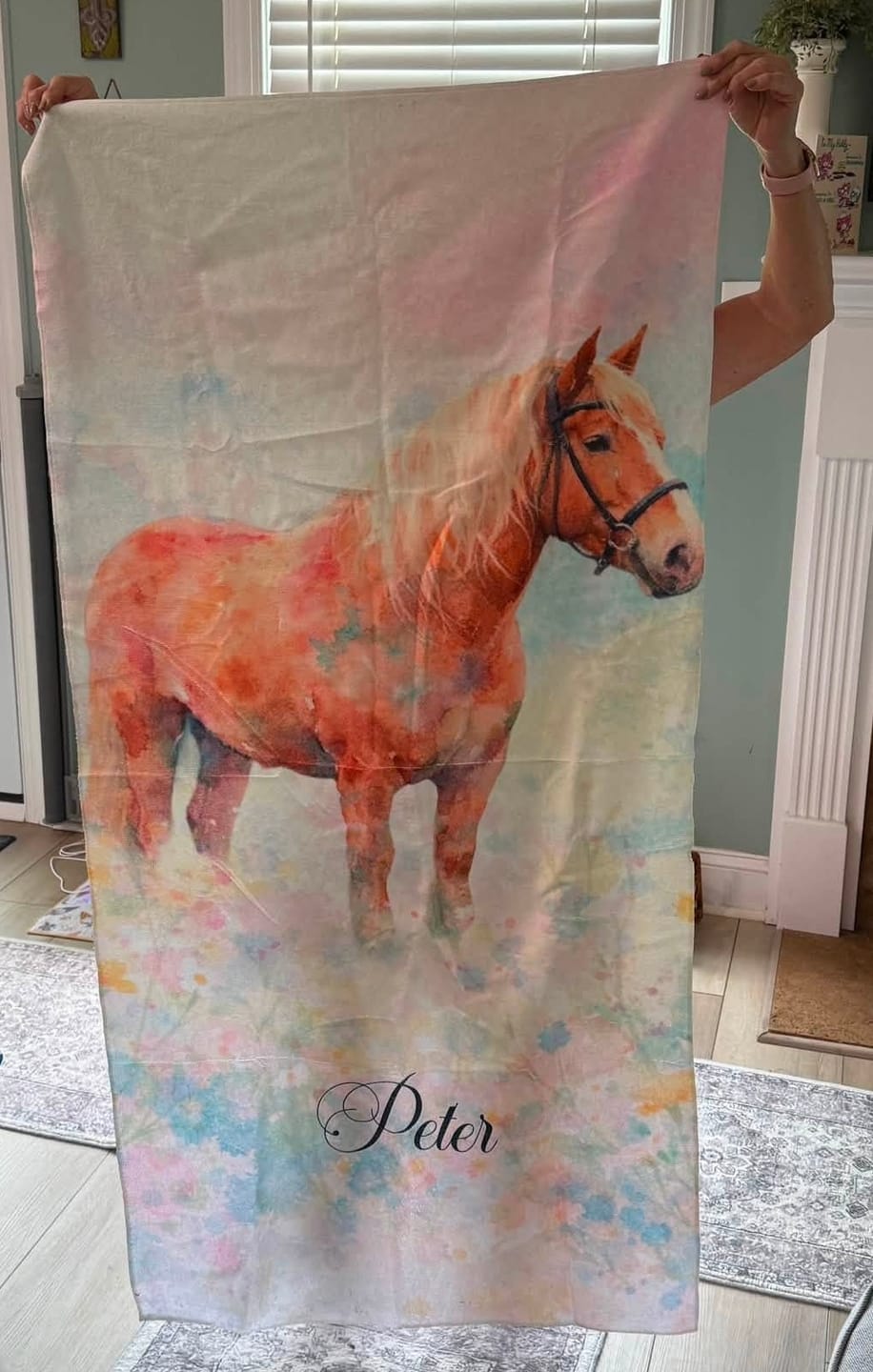 Customer photo review of Watercolor – Personalized Towel