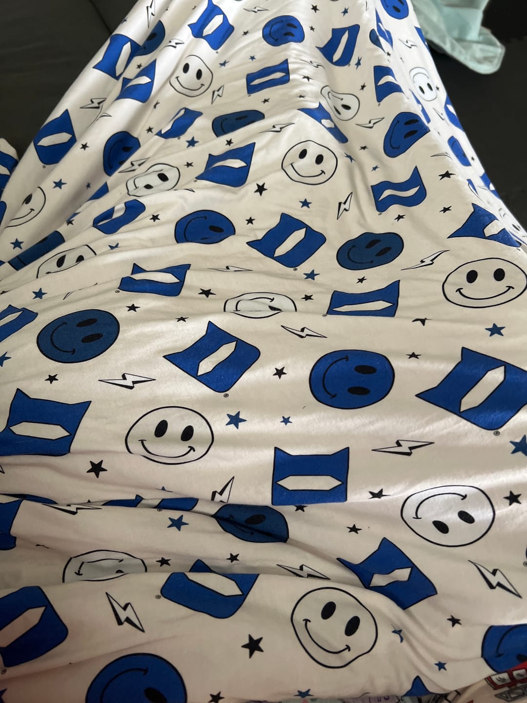 Customer photo review of Duke University® Blue Smiley Quilted Blanket