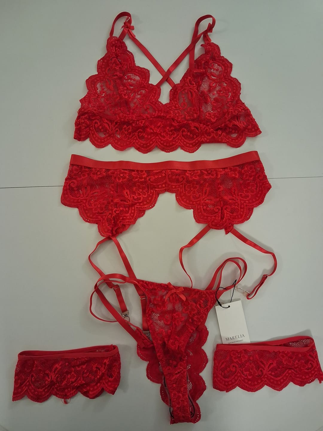 Customer photo review of Floral Lace Four Piece Lingerie Set