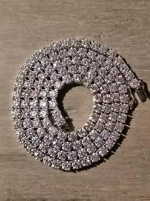 Customer photo review of 2mm 3mm 4mm 5mm 6.5mm Moissanite Tennis Necklace, 925 Silver Gold-Plated
