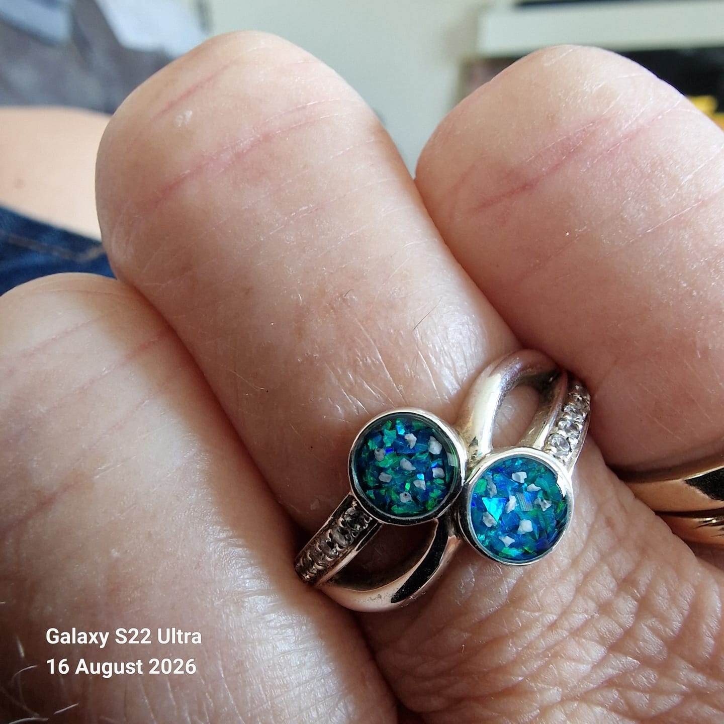 Customer photo review of Together Forever Ring, suitable for 2 sets of ashes.